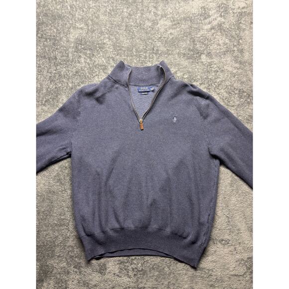 Polo Ralph Lauren Quarter 1/4 Zip Sweater Blue 100% Pima Cotton Men’s XXL - Picture 1 of 6